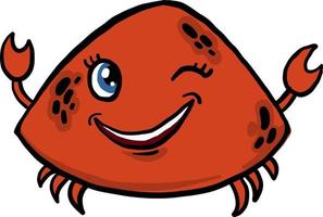 Winking crab, illustration, vector on white background