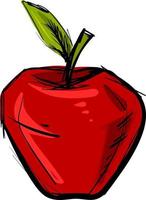 Red apple drawing, illustration, vector on white background.