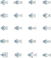 Fish icon pack, illustration, vector on a white background.