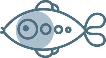 Blue fish with circles, illustration, vector on a white background.