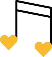 Valentines day music note, illustration, vector on a white background.