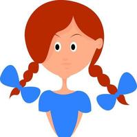 Girl with bows, illustration, vector on white background.