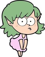 Vector elf girl character in cartoon style