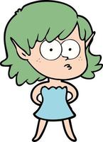 Vector elf girl character in cartoon style