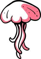 Pink jellyfish, illustration, vector on white background.