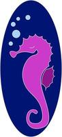 Purple sea horse, illustration, vector on white background.