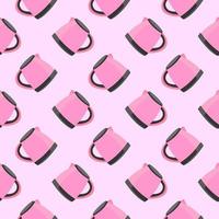 Pink kettle,seamless pattern on pink background. vector