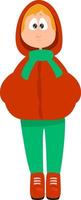 Red jacket with a hood, illustration, vector on a white background.