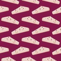 White cake , seamless pattern on a dark pink background. vector