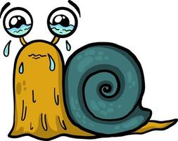 Yellow snail crying, illustration, vector on white background