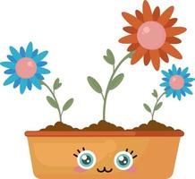 Cute pot with flowers ,illustration,vector on white background vector