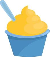 Yellow ice cream in a cup, illustration, vector on a white background.