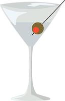 Martini with olive, illustration, vector on white background.