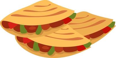 Delicious quesadillas, illustration, vector on white background.