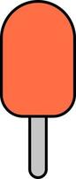 Strawberry ice cream on a stick, illustration, vector on white background.