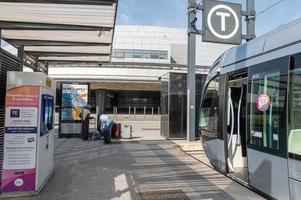 Station and train outside at Toulouse Blagnac Airport in France in the summer of 2022. photo