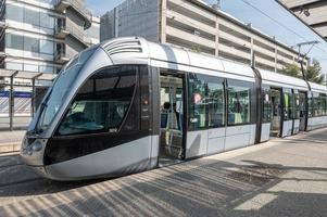 Station and train outside at Toulouse Blagnac Airport in France in the summer of 2022. photo