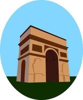 Arc de Triomphe, illustration, vector on white background.