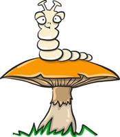 Caterpillar mushroom , illustration, vector on white background