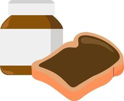 Nutella and bread, illustration, vector on white background.