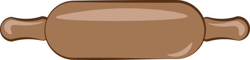 A wooden rolling pin, vector or color illustration.