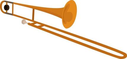 Golden trombone, illustration, vector on white background.