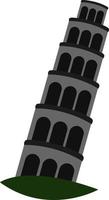 Leaning tower of Pisa, illustration, vector on white background.