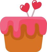 Pink love cake, illustration, vector on a white background