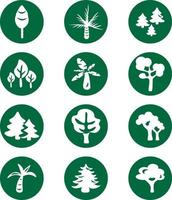 Green trees, icon illustration, vector on white background