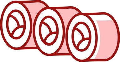 Red sushi rolls, illustration, vector on white background.