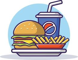 Burger French Fries And Soda Illustration vector