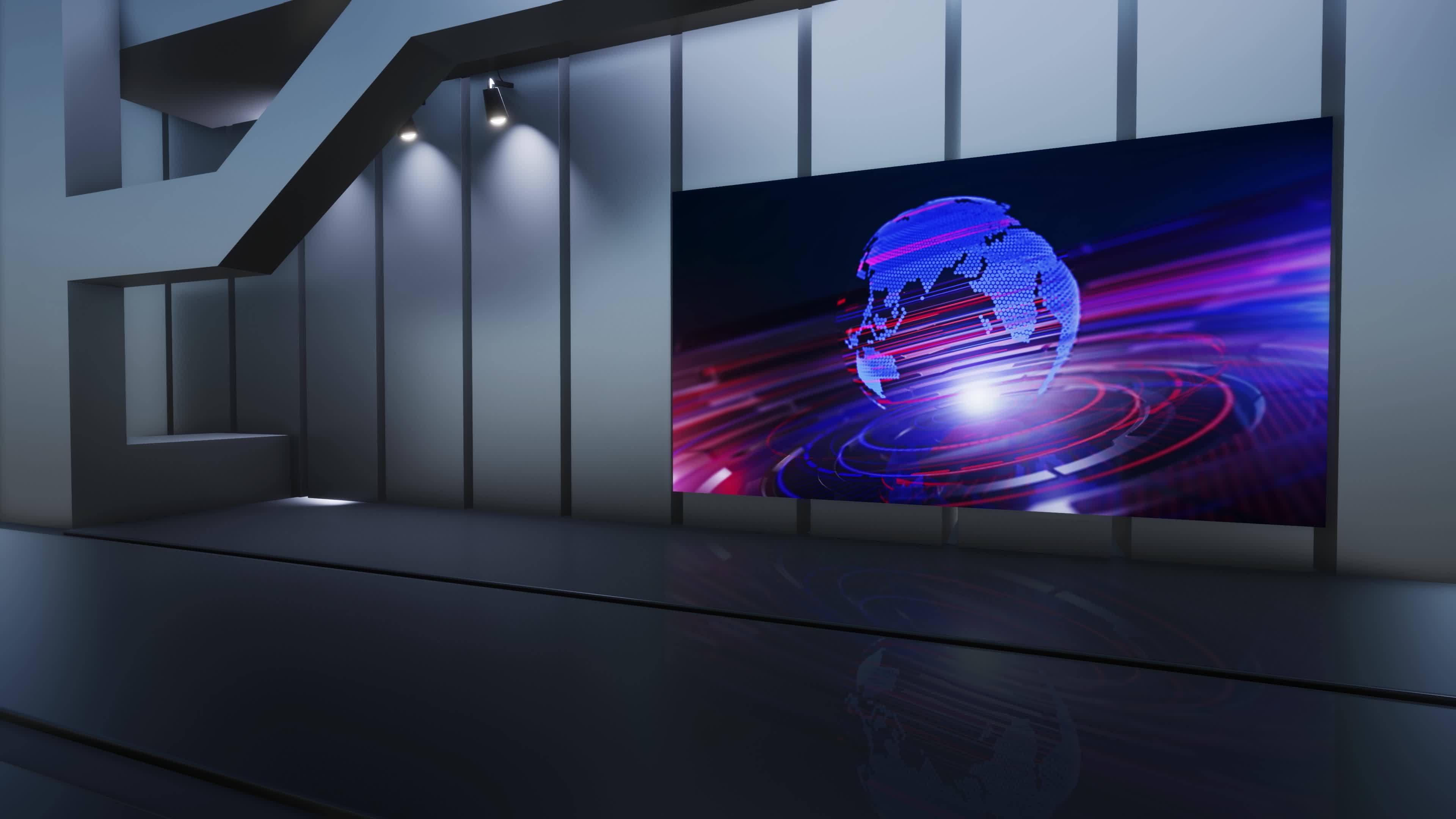 News Studio, Backdrop For TV Shows .TV On Wall.3D Virtual News Studio