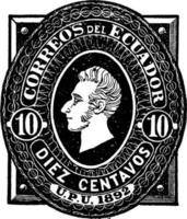 ecuador diez centavos sobre, 1893, ilustración vintage vector