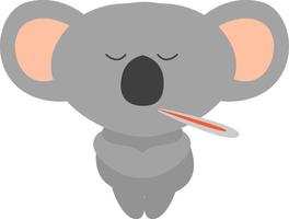 Sick koala, illustration, vector on white background.