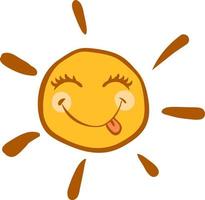 Happy sun, illustration, vector on white background.