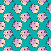 Cute hamster head ,seamless pattern on bluebackground. vector