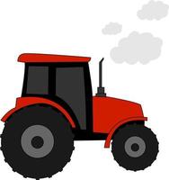 Tractor rojo, ilustración, vector sobre fondo blanco.