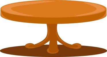 Round wooden table, illustration, vector on white background.