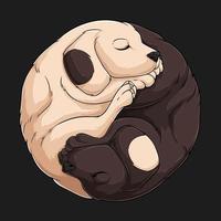 símbolo yin yang dibujado a mano hecho de cachorros labrador, pan de perro lindos labradores en forma de signo yin yang vector