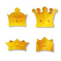 Set of Golden crown in different shape vector graphic