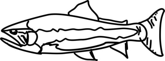 Fish drawing, illustration, vector on white background.