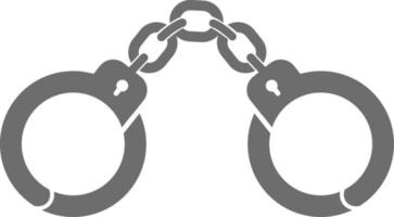 Silver handcuffs, illustration, vector on white background.