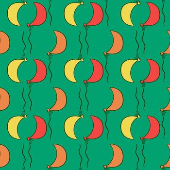 Balloons pattern, seamless pattern on green background. vector