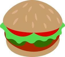 una deliciosa hamburguesa con queso, vector o ilustración en color.