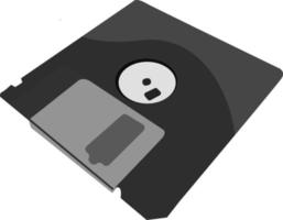 Black floppy disc, illustration, vector on white background