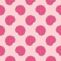 Pink little brain,seamless pattern on pink background. vector