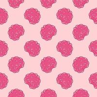 Pink little brain,seamless pattern on pink background. vector