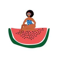 Girl with fruit vector