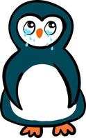 Sad penguin, illustration, vector on white background.