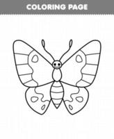 Education game for children coloring page of cute cartoon butterfly line art printable bug worksheet vector